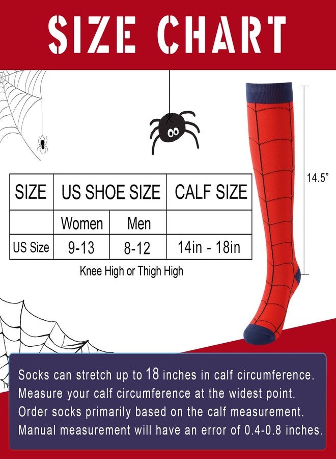 Junely Spiderman Compression Socks Men Knee High Stockings for Halloween Running Athletic Nurses Pregnant Women Work Support Travel Flight Sports Gifts Red - Image 5